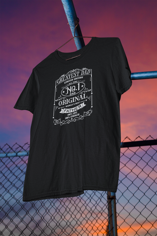 Shaka Brands | Graphic Tees | Greatest Dad Whiskey Label T-Shirt