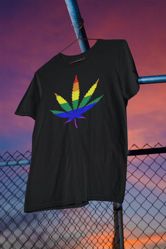 Shaka Brands | Graphic Tees | Rainbow Marijuana Leaf PRIDE T-Shirt