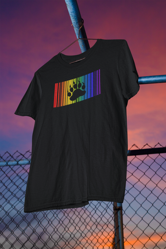 Shaka Brands | Graphic Tees | Rainbow Barcode Paw Print PRIDE T-Shirt