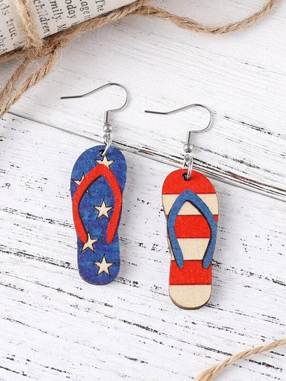 Shaka Brands | Laser Cut | Wooden Earrings ~ Stars & Striped Slippers