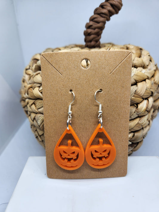 Shaka Brands | Laser Cut | Halloween Earrings *Jack-o-lantern* Design #2