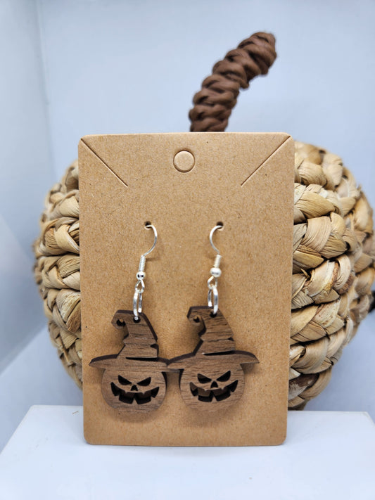 Shaka Brands | Laser Cut | Halloween Earrings *Pumpkin With Hat*