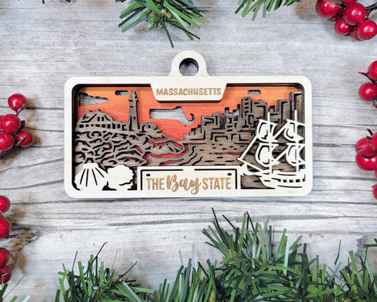 Customizable Massachusetts Ornament