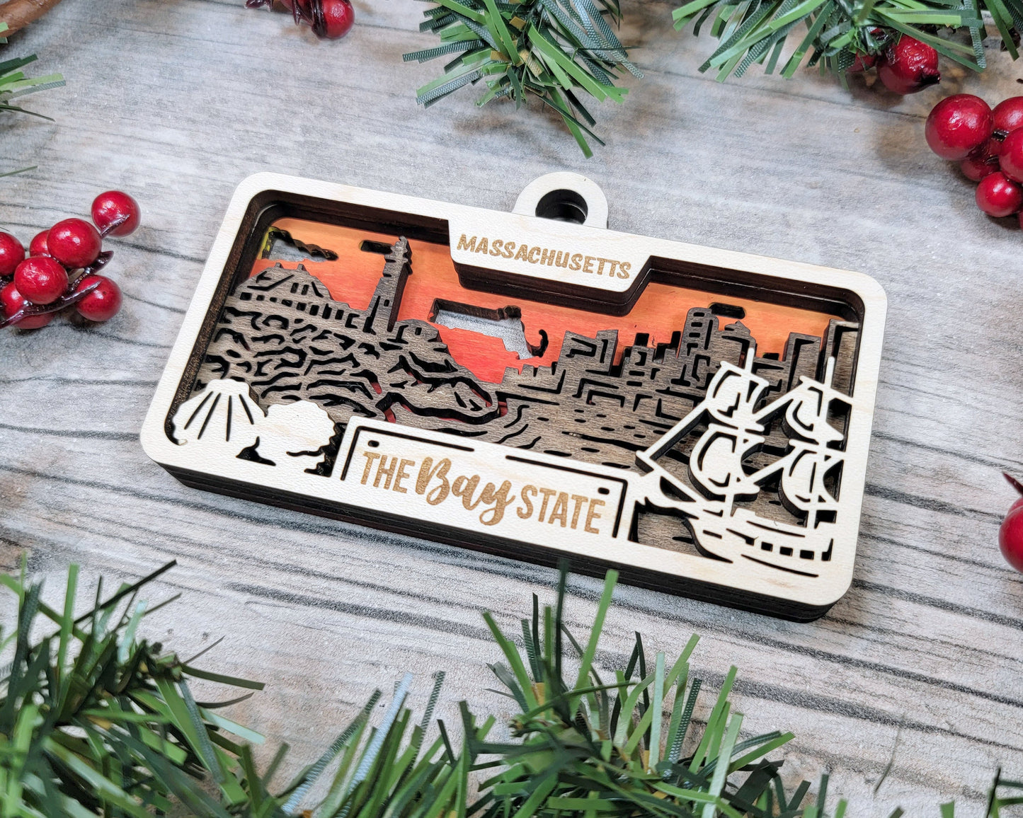 Customizable Massachusetts Ornament