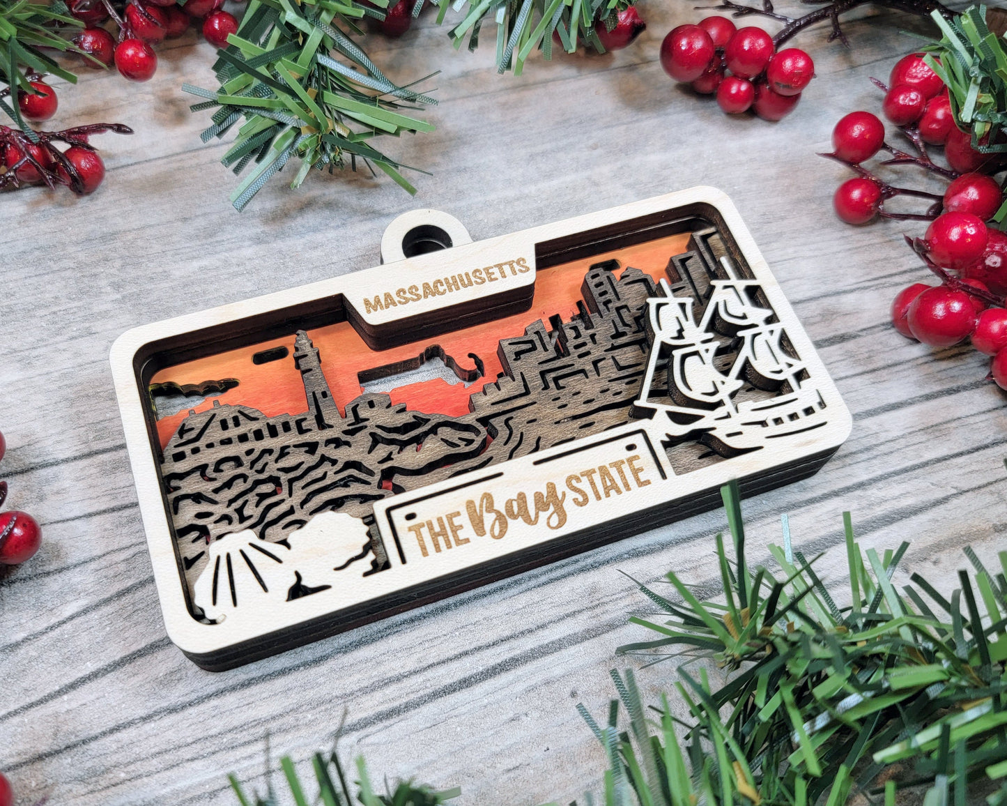 Customizable Massachusetts Ornament