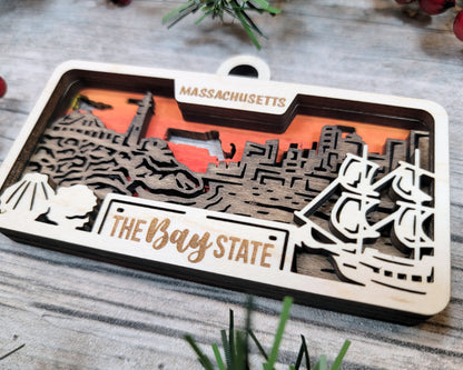 Customizable Massachusetts Ornament