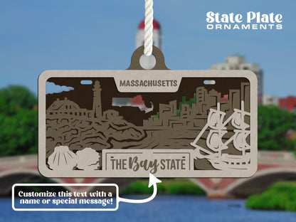 Customizable Massachusetts Ornament