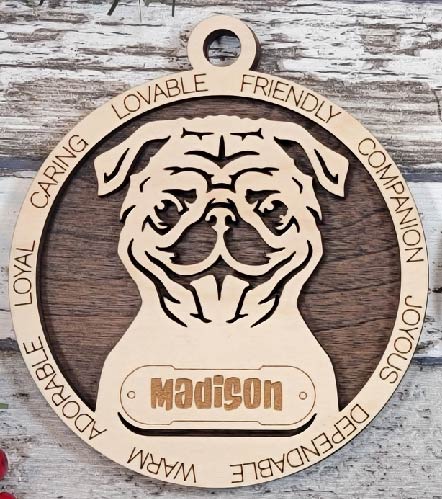 Customizable Pug Ornament