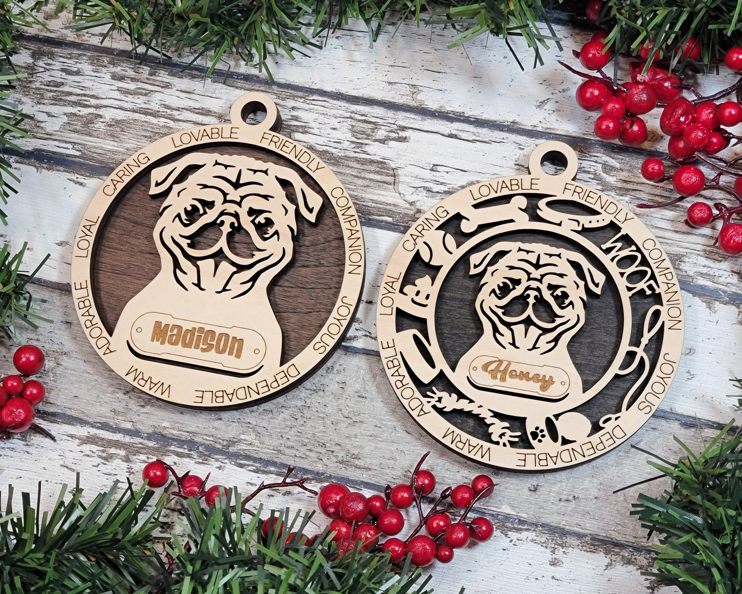 Customizable Pug Ornament