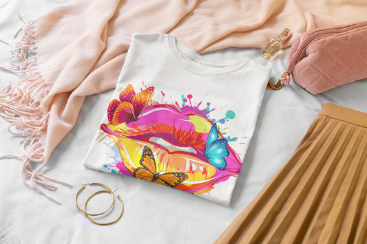 Vibrant Color Lips LGBTQ Pride Crew Neck T-Shirt