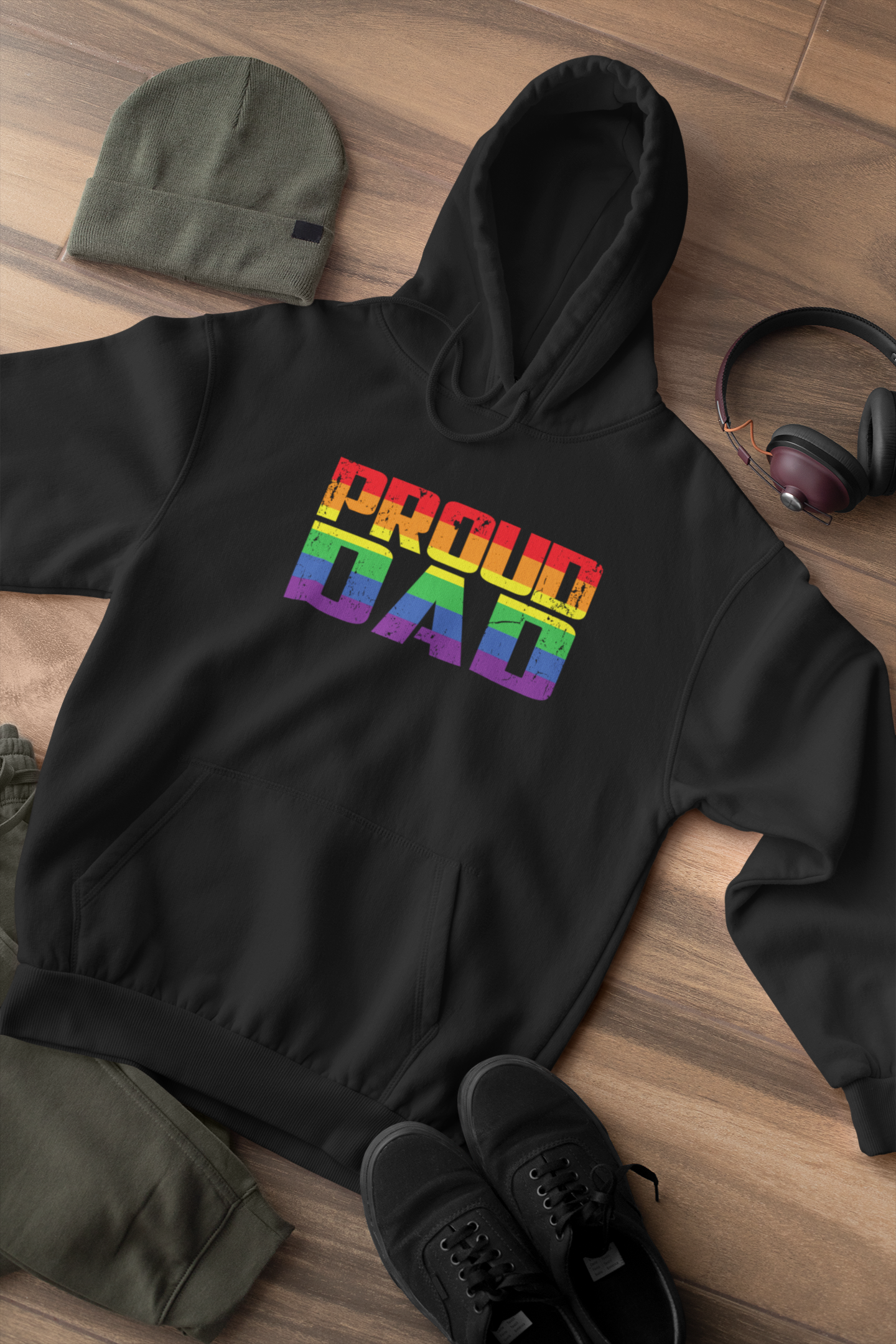 Black Proud Dad Pride Hoodie