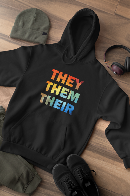 Black They, Them, Their Pronouns Pride Hoodie