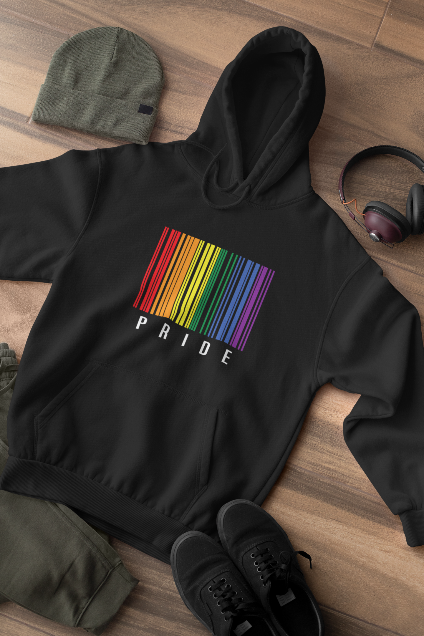 Black Bar Code Pride Hoodie