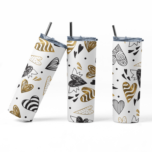 Shaka Brands | Tumblers | Black & Gold Hearts Design 20 oz. Tumbler