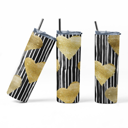 Shaka Brands | Tumblers | Black & Gold Hearts Design 20 oz. Tumbler