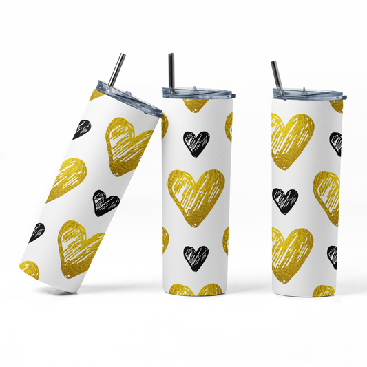 Shaka Brands | Tumblers | Black & Gold Hearts Design 20 oz. Tumbler