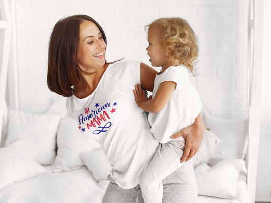 All American Mama 4th of July Crew neck T-Shirt Style #2